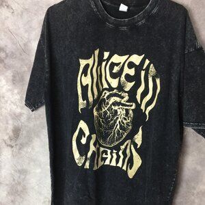 Black Graphic Tee with Gold Print